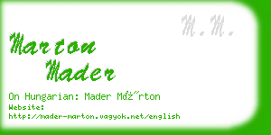 marton mader business card